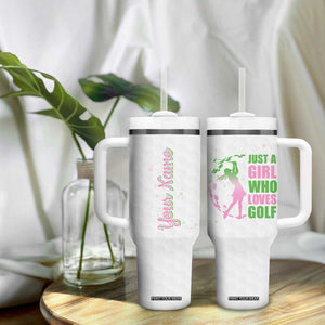 Personalized Golf Player Tumbler With Handle Custom Name Just A Girl Who Loves Golf TB09 Print Your Wear