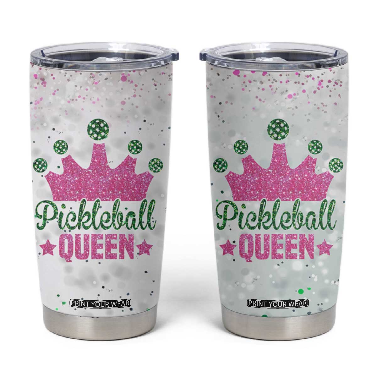 Gifts for Pickleball Lover Tumbler Cup Pickleball Queen TB09 Pink Green Print Your Wear