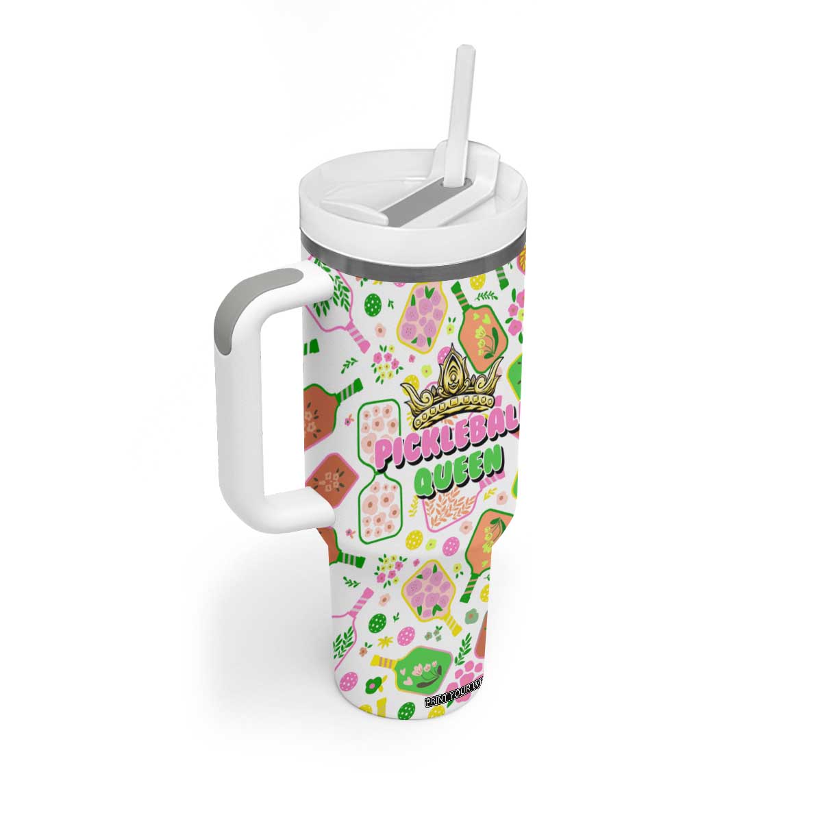 Pickleball Player Tumbler With Handle Pickleball Queen TB09 Print Your Wear