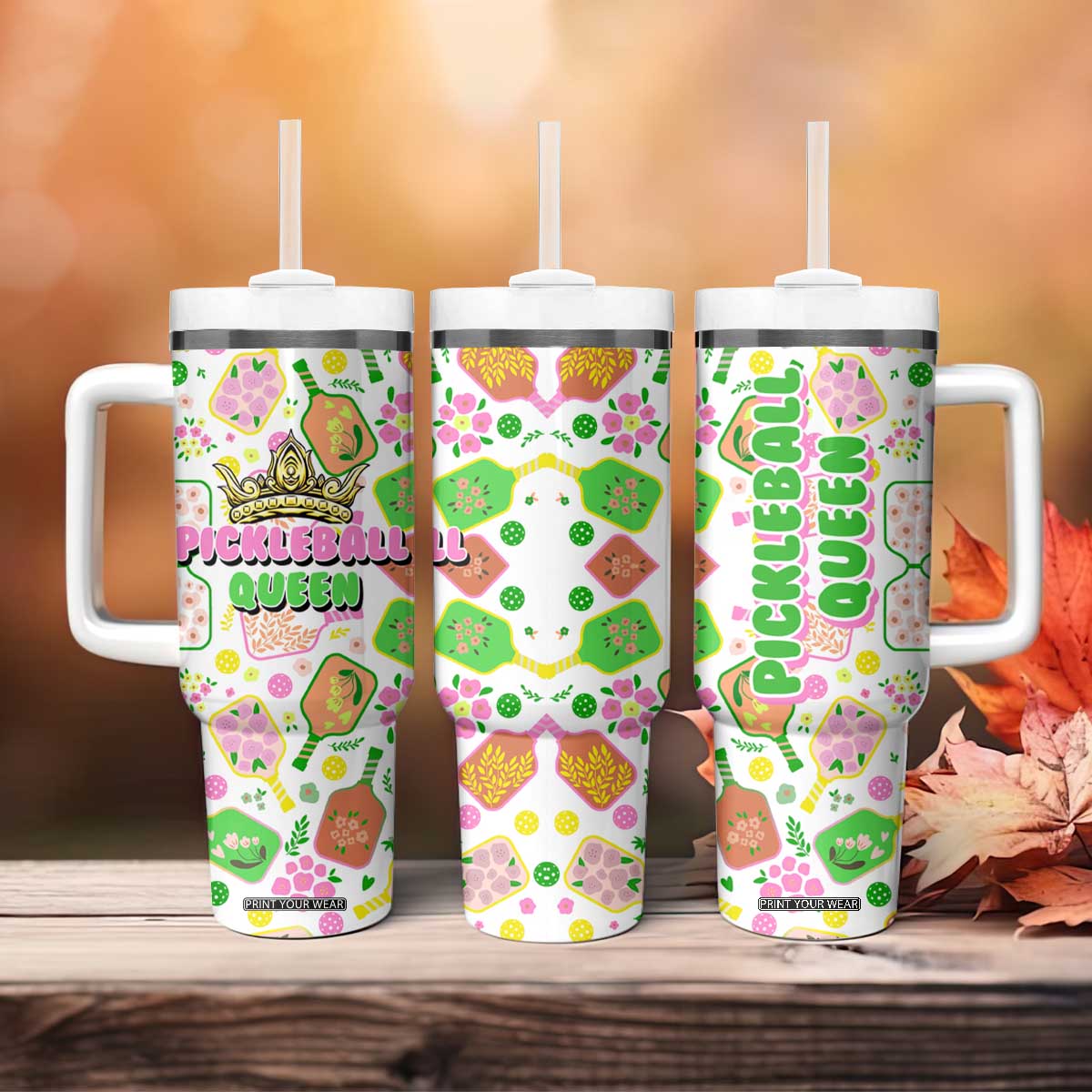 Pickleball Player Tumbler With Handle Pickleball Queen TB09 Print Your Wear