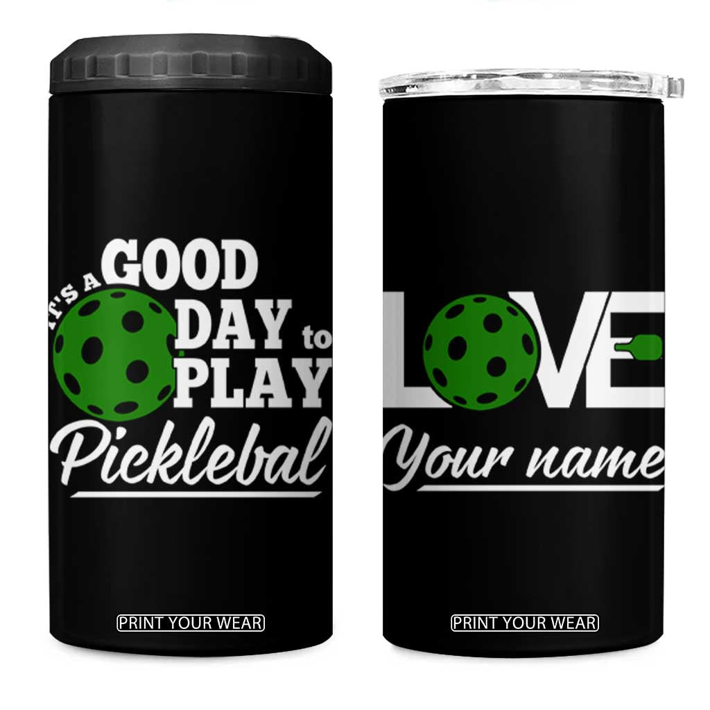 Personalized Pickleball Player 4 in 1 Can Cooler Tumbler Custom Name It's A Good Day To Play Pickleball TB09 One Size: 16 oz Black Print Your Wear