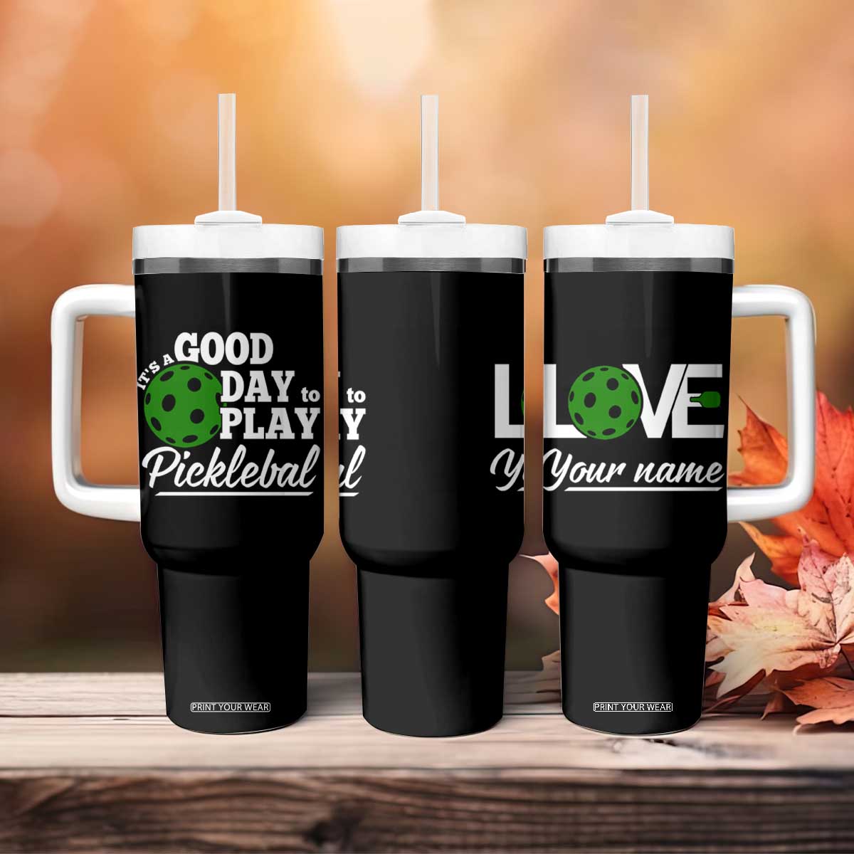 Personalized Pickleball Player Tumbler With Handle Custom Name It's A Good Day To Play Pickleball TB09 Print Your Wear