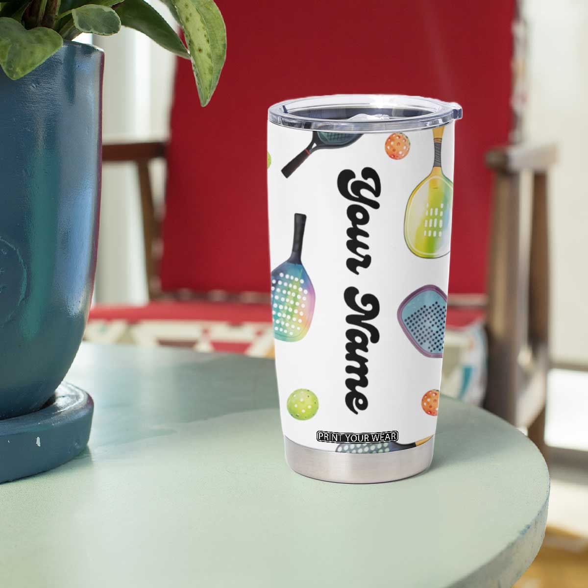 Personalized Pickleball Player Tumbler Cup Custom Name Pickle Ball Lover TB09 Print Your Wear