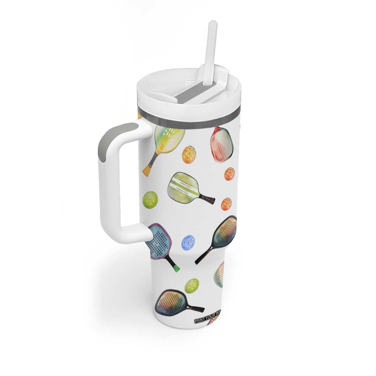 Personalized Pickleball Player Tumbler With Handle Custom Name Pickle Ball Lover TB09 Print Your Wear