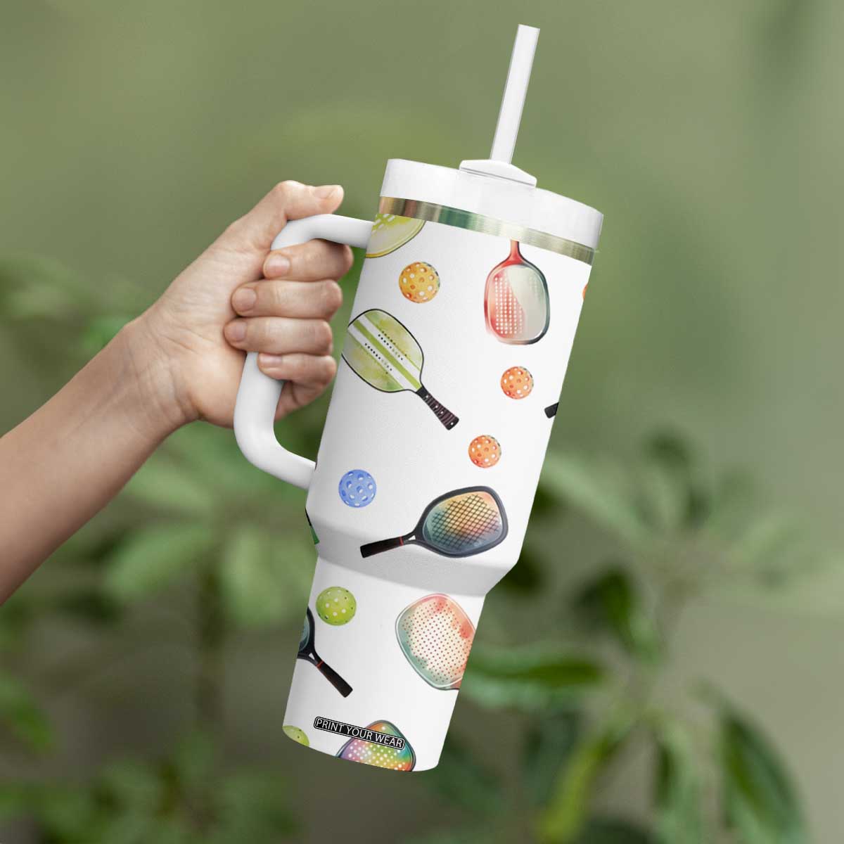 Personalized Pickleball Player Tumbler With Handle Custom Name Pickle Ball Lover TB09 Print Your Wear