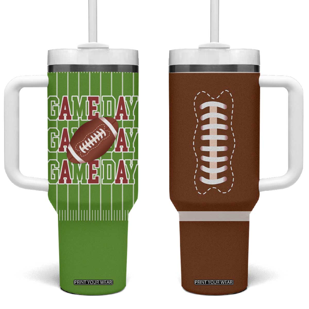 Gifts for Football Lover Tumbler With Handle Game Day TB09 One Size: 40 oz Football Ball Print Your Wear