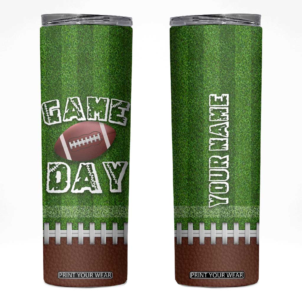 Personalized Gifts for Football Lover Skinny Tumbler Custom Name Game Day TB09 Football Field Print Your Wear