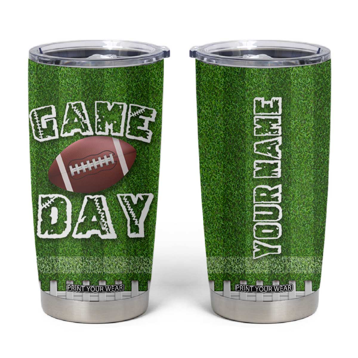 Personalized Gifts for Football Lover Tumbler Cup Custom Name Game Day TB09 Football Field Print Your Wear
