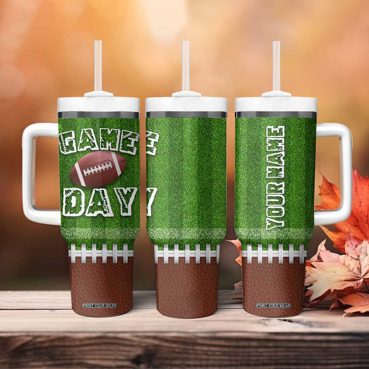 Personalized Gifts for Football Lover Tumbler With Handle Custom Name Game Day TB09 Print Your Wear