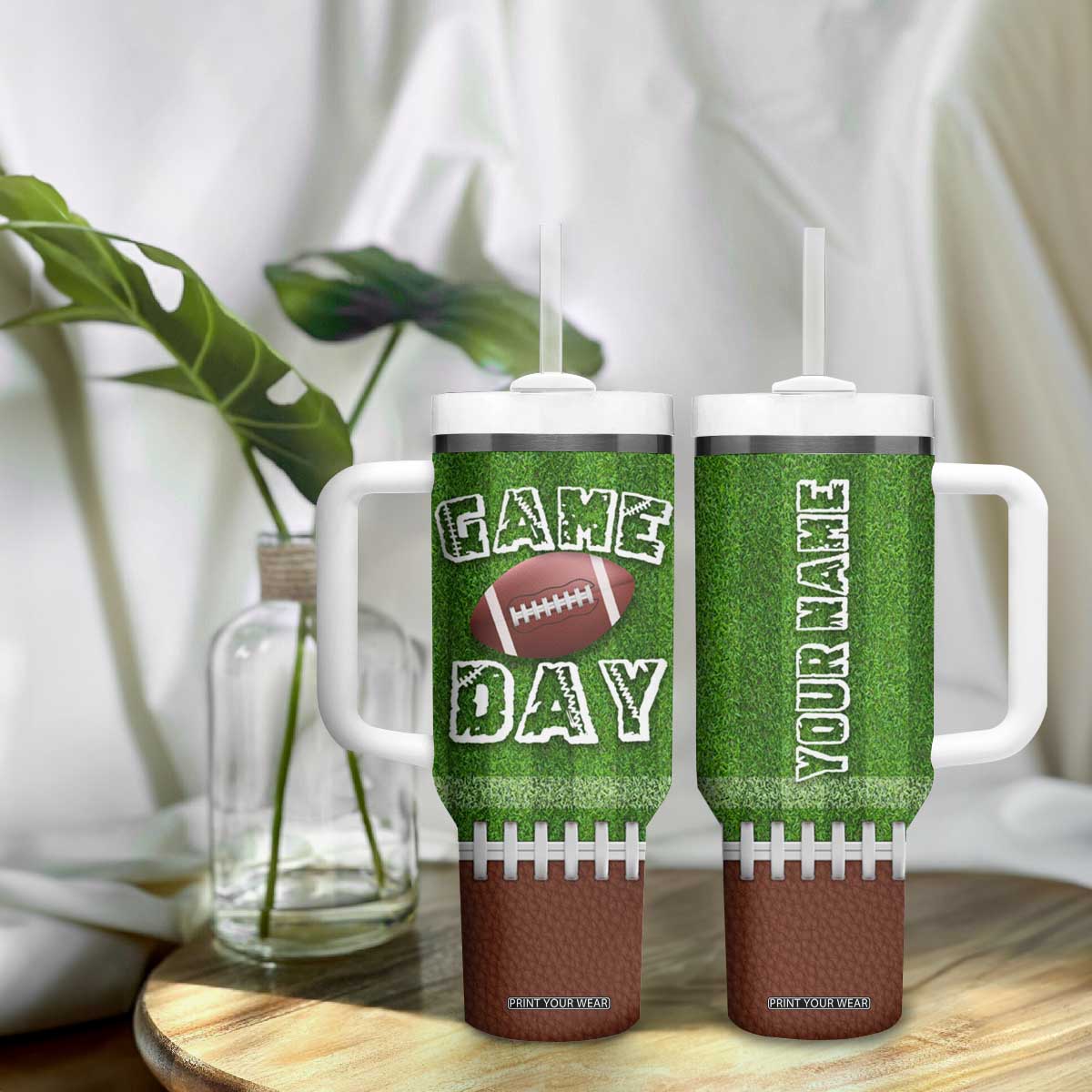 Personalized Gifts for Football Lover Tumbler With Handle Custom Name Game Day TB09 Print Your Wear