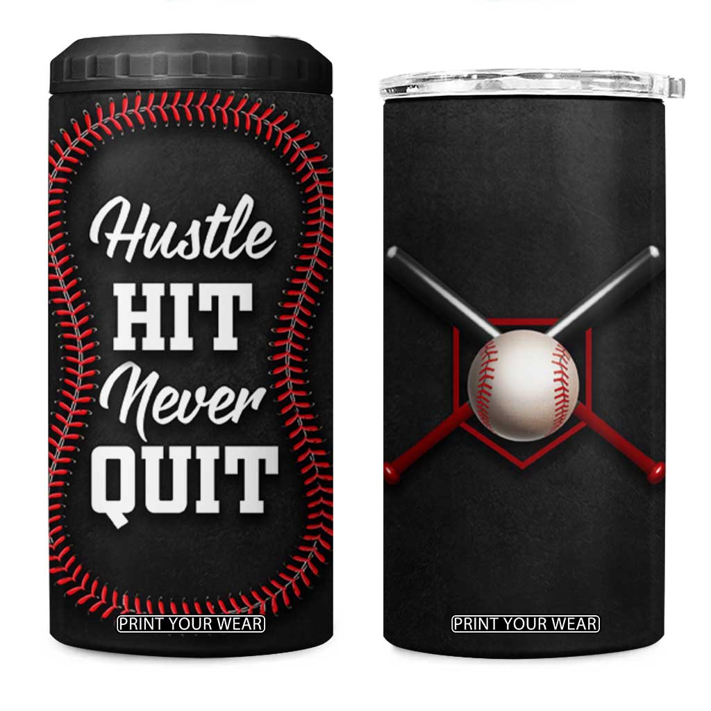 Gifts for Baseball Lover 4 in 1 Can Cooler Tumbler Hustle Hit Never Quit TB09 One Size: 16 oz Black Print Your Wear