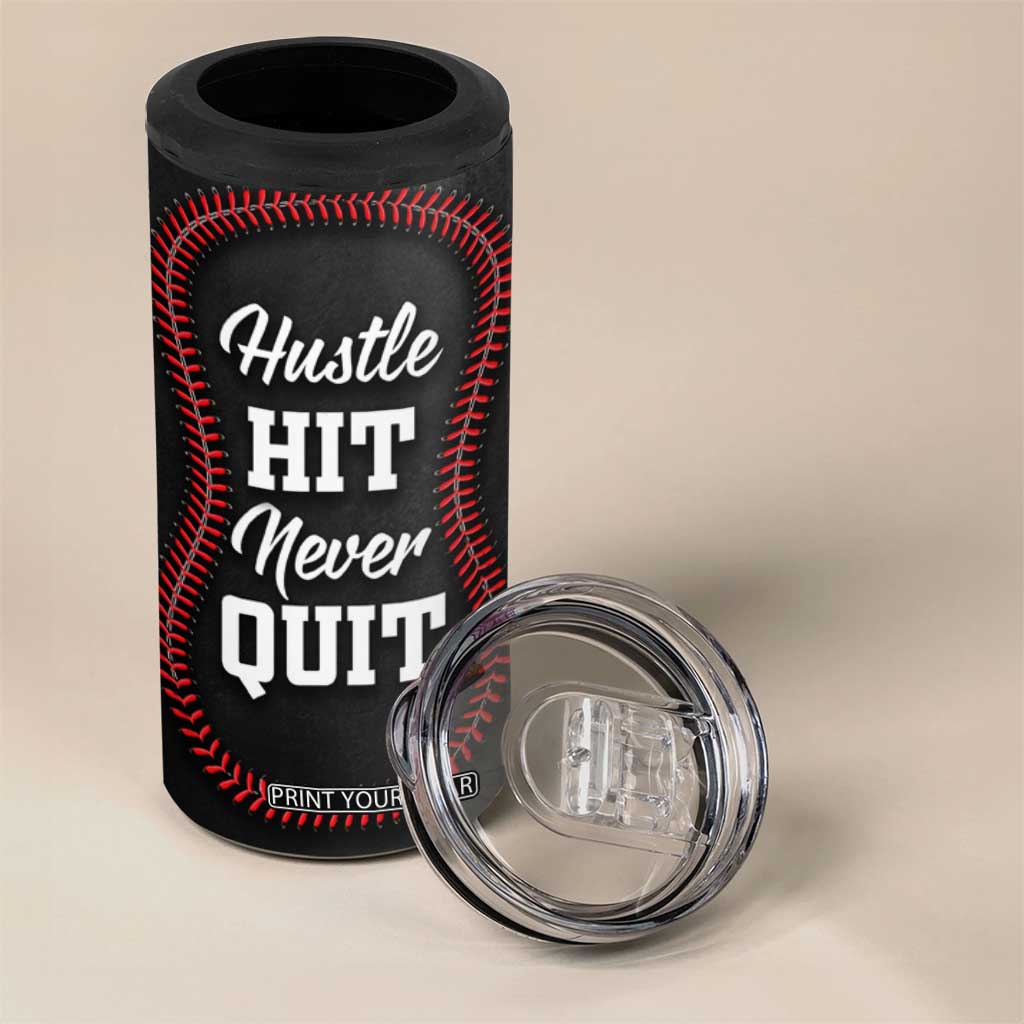 Gifts for Baseball Lover 4 in 1 Can Cooler Tumbler Hustle Hit Never Quit TB09 Print Your Wear