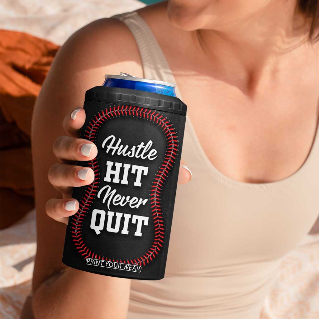 Gifts for Baseball Lover 4 in 1 Can Cooler Tumbler Hustle Hit Never Quit TB09 Print Your Wear