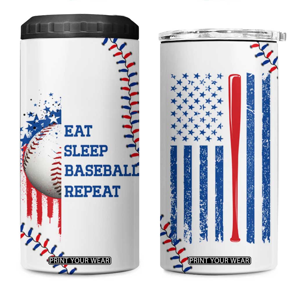 Gifts for Baseball Lover 4 in 1 Can Cooler Tumbler Eat Sleep Baseball Repeat TB09 One Size: 16 oz White Print Your Wear