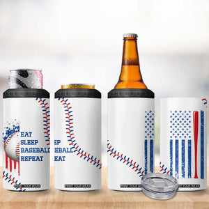 Gifts for Baseball Lover 4 in 1 Can Cooler Tumbler Eat Sleep Baseball Repeat TB09 Print Your Wear