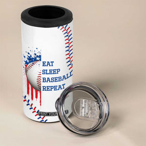 Gifts for Baseball Lover 4 in 1 Can Cooler Tumbler Eat Sleep Baseball Repeat TB09 Print Your Wear