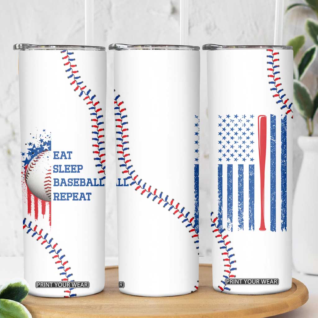 Gifts for Baseball Lover Skinny Tumbler Eat Sleep Baseball Repeat TB09 Print Your Wear