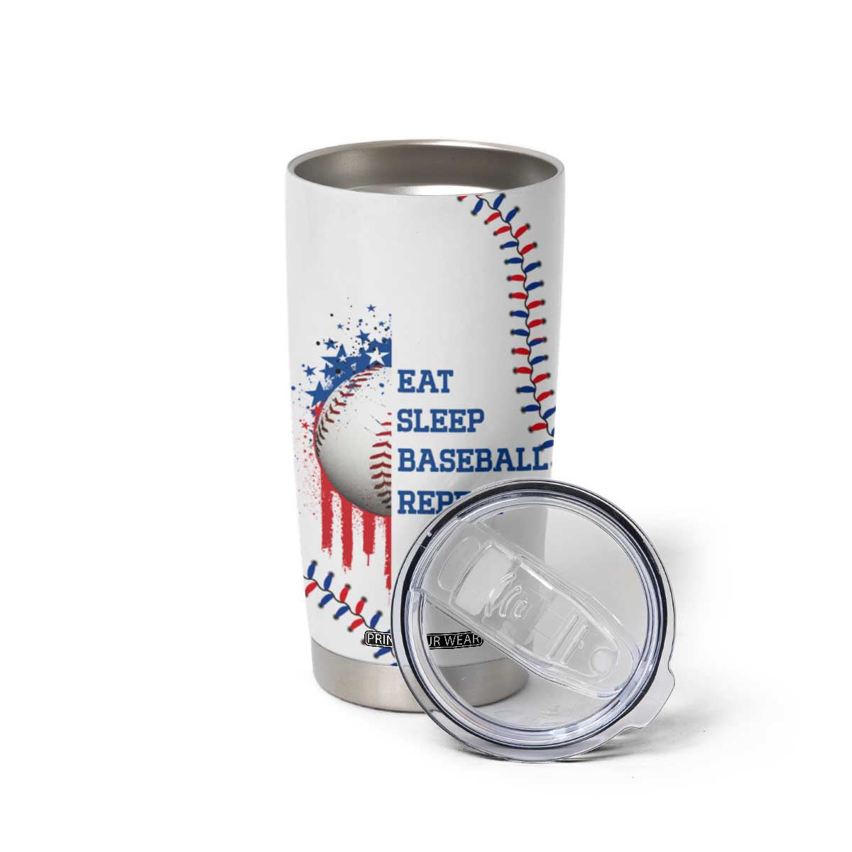 Gifts for Baseball Lover Tumbler Cup Eat Sleep Baseball Repeat TB09 Print Your Wear