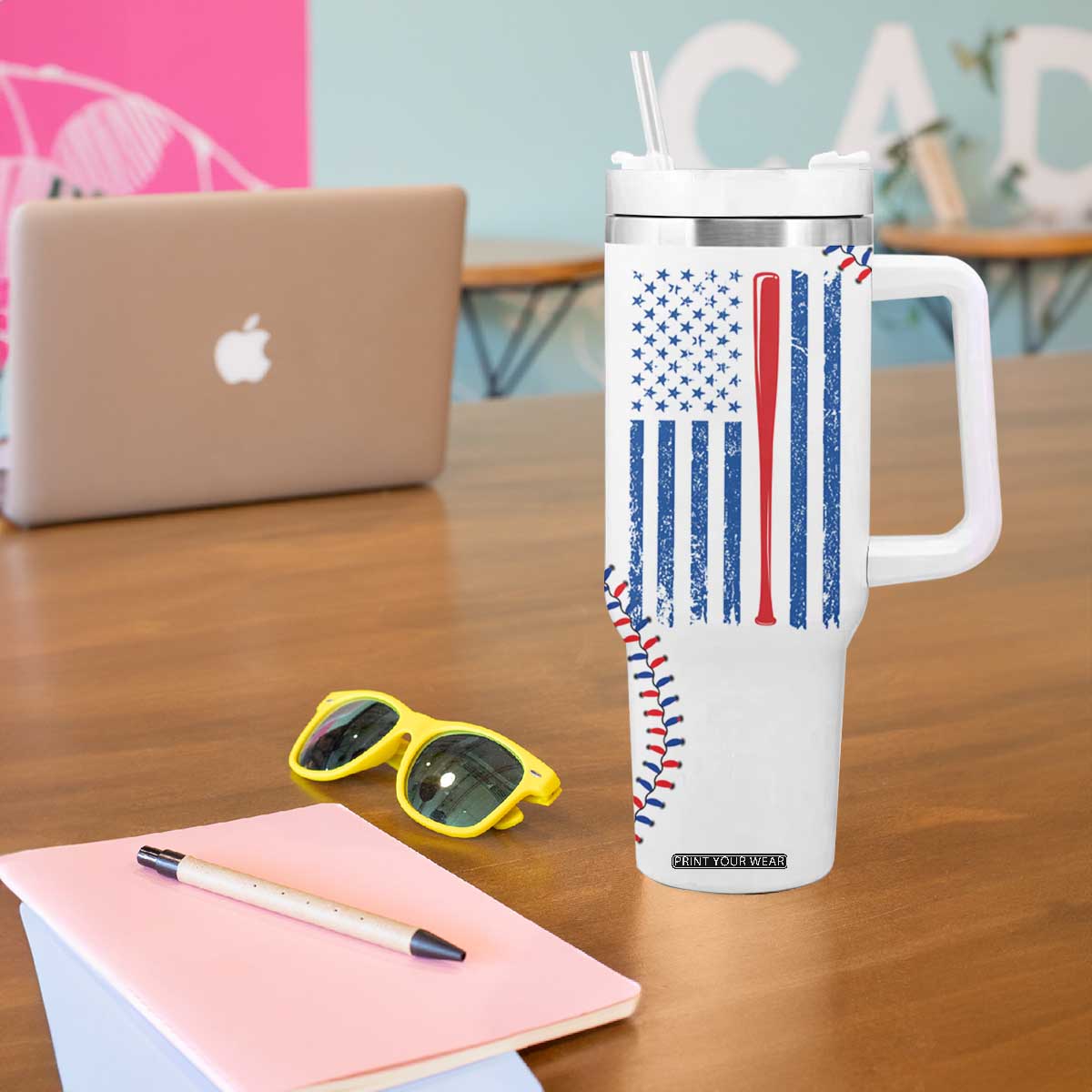 Gifts for Baseball Lover Tumbler With Handle Eat Sleep Baseball Repeat TB09 Print Your Wear