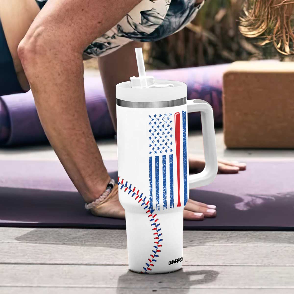 Gifts for Baseball Lover Tumbler With Handle Eat Sleep Baseball Repeat TB09 Print Your Wear