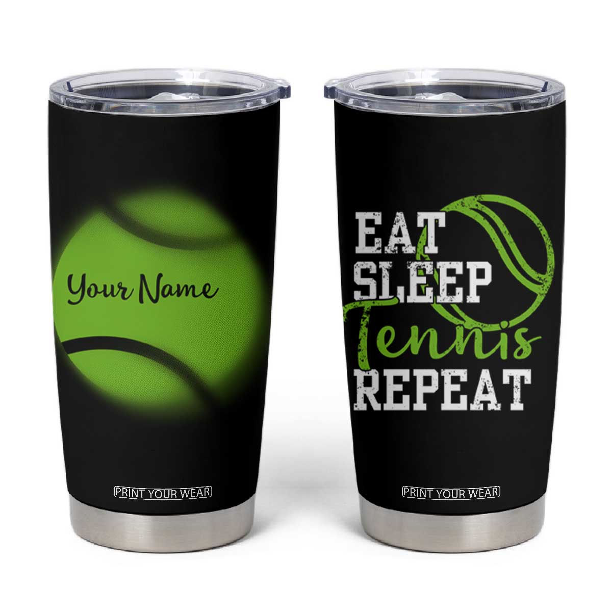 Personalized Tennis Player Tumbler Cup Custom Name Eat Sleep Tennis Repeat TB09 Black Print Your Wear