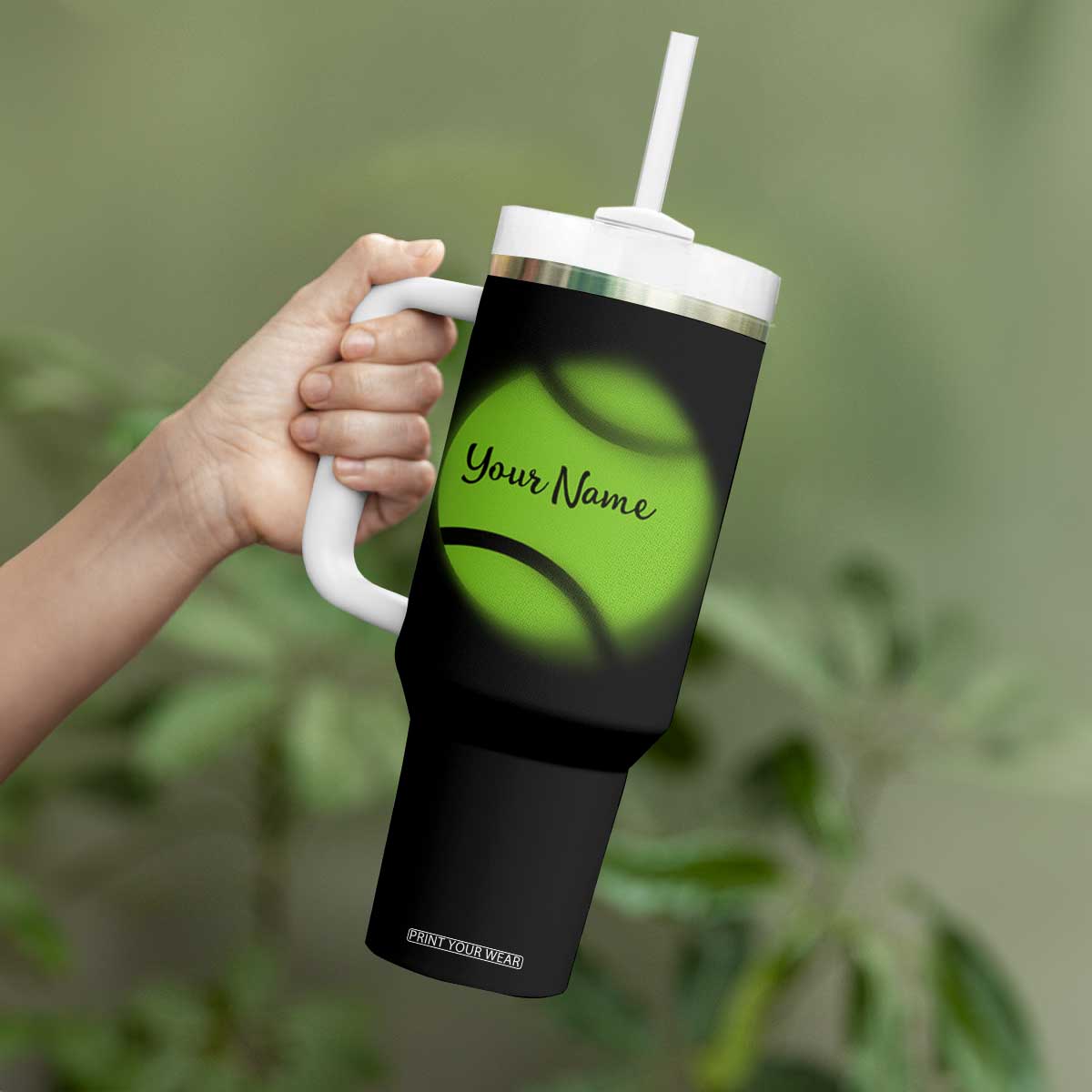 Personalized Tennis Player Tumbler With Handle Custom Name Eat Sleep Tennis Repeat TB09 Print Your Wear