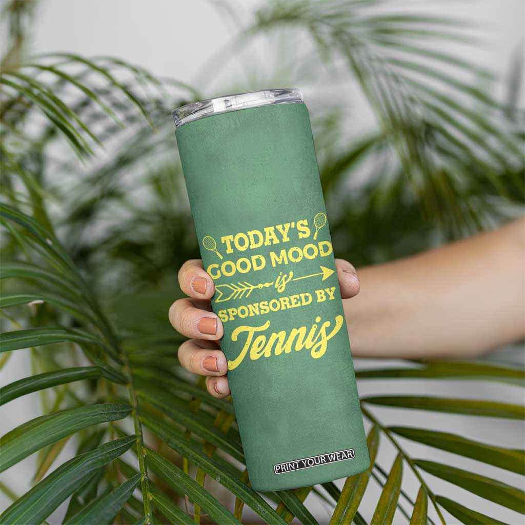 Gifts for Tennis Player Skinny Tumbler Today's Good Mood Is Sponsored By Tennis And Wine TB09 Print Your Wear
