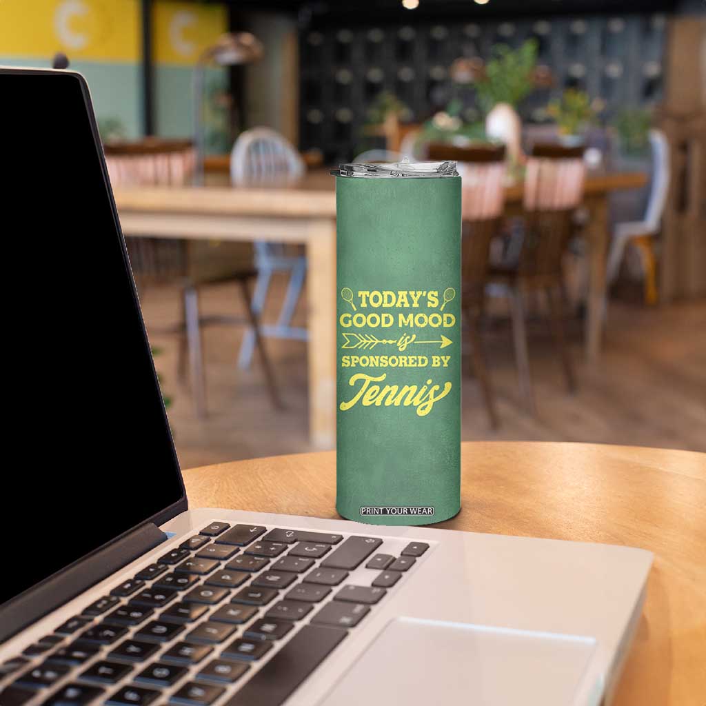 Gifts for Tennis Player Skinny Tumbler Today's Good Mood Is Sponsored By Tennis And Wine TB09 Print Your Wear