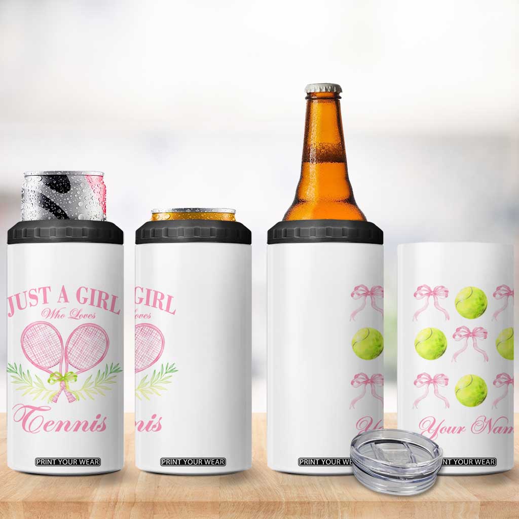 Personalized Tennis Player 4 in 1 Can Cooler Tumbler Custom Name Just A Girl Who Loves Tennis TB09 Print Your Wear