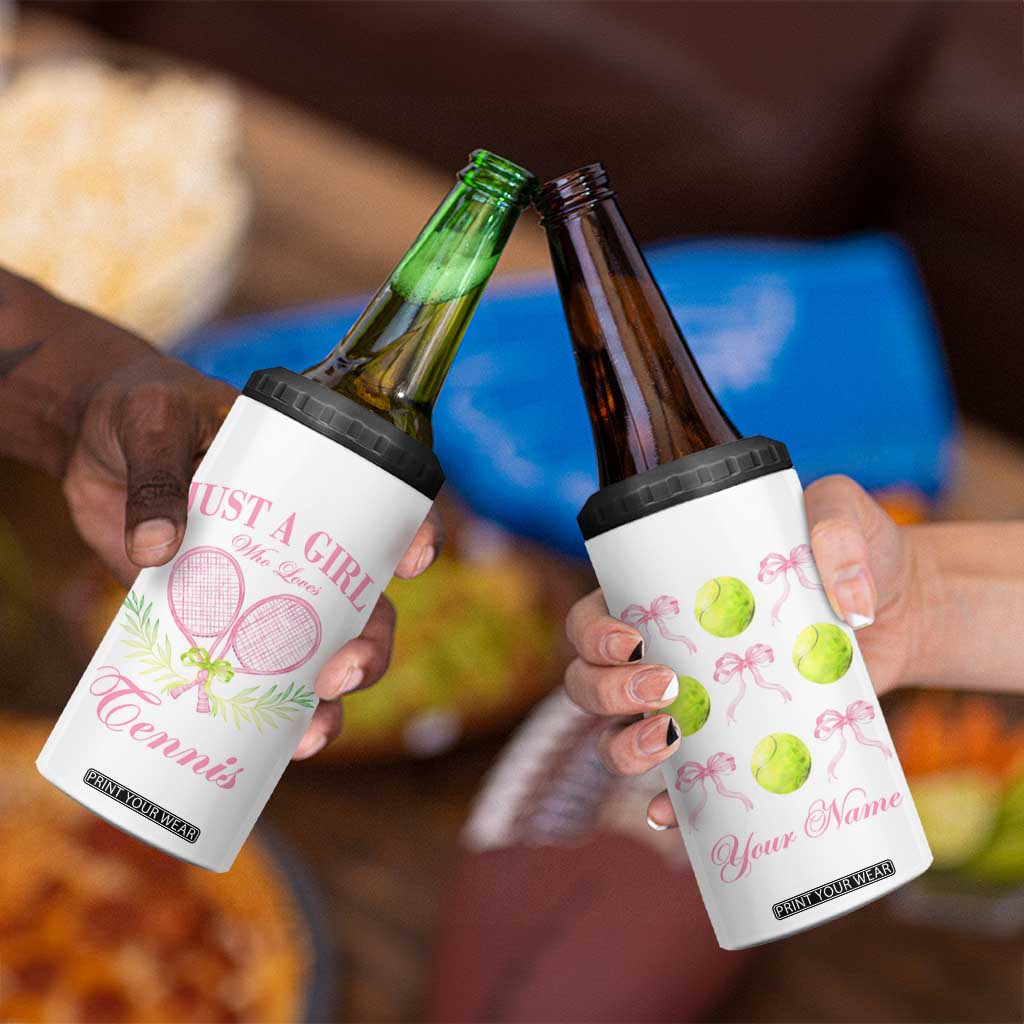 Personalized Tennis Player 4 in 1 Can Cooler Tumbler Custom Name Just A Girl Who Loves Tennis TB09 Print Your Wear