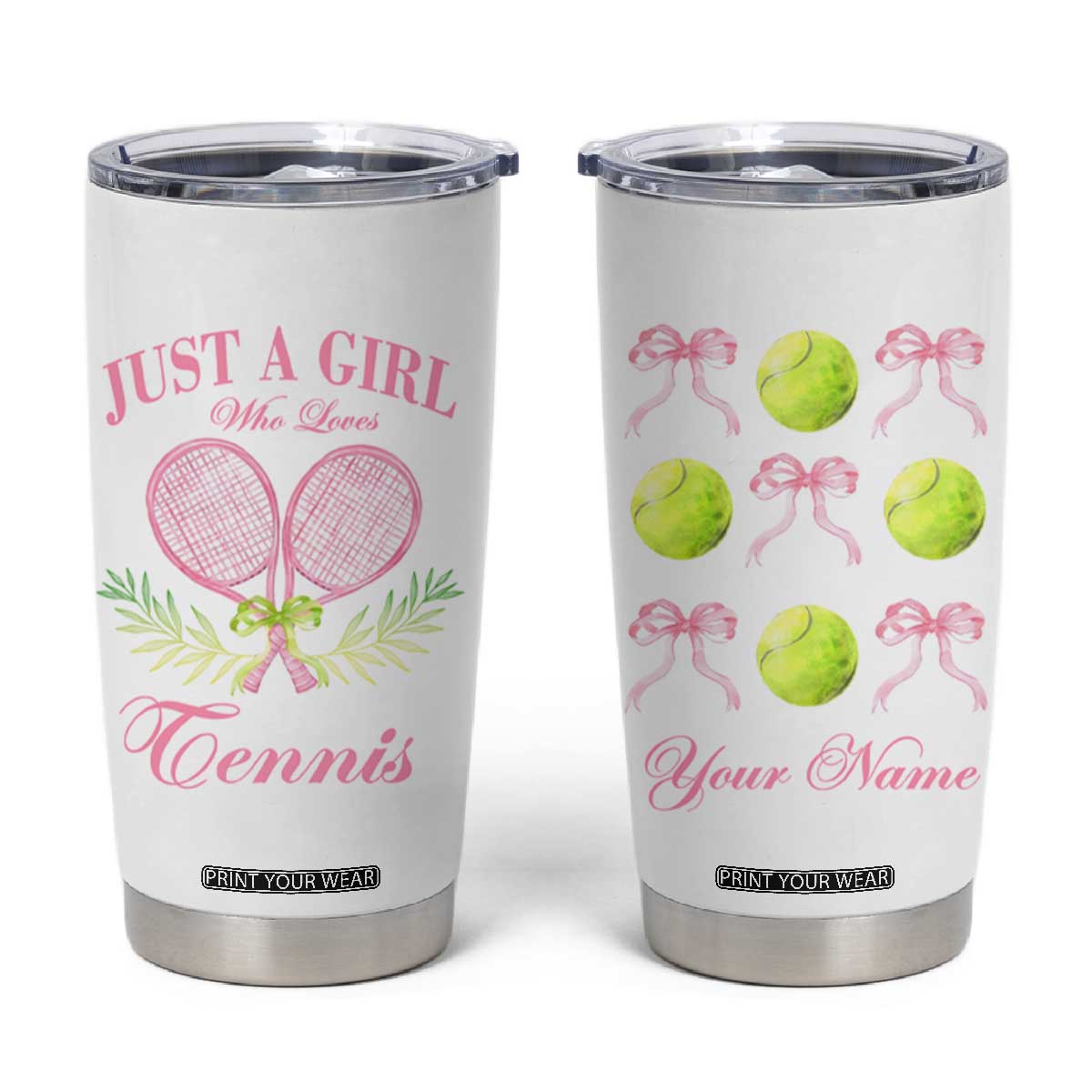 Personalized Tennis Player Tumbler Cup Custom Name Just A Girl Who Loves Tennis TB09 White Print Your Wear