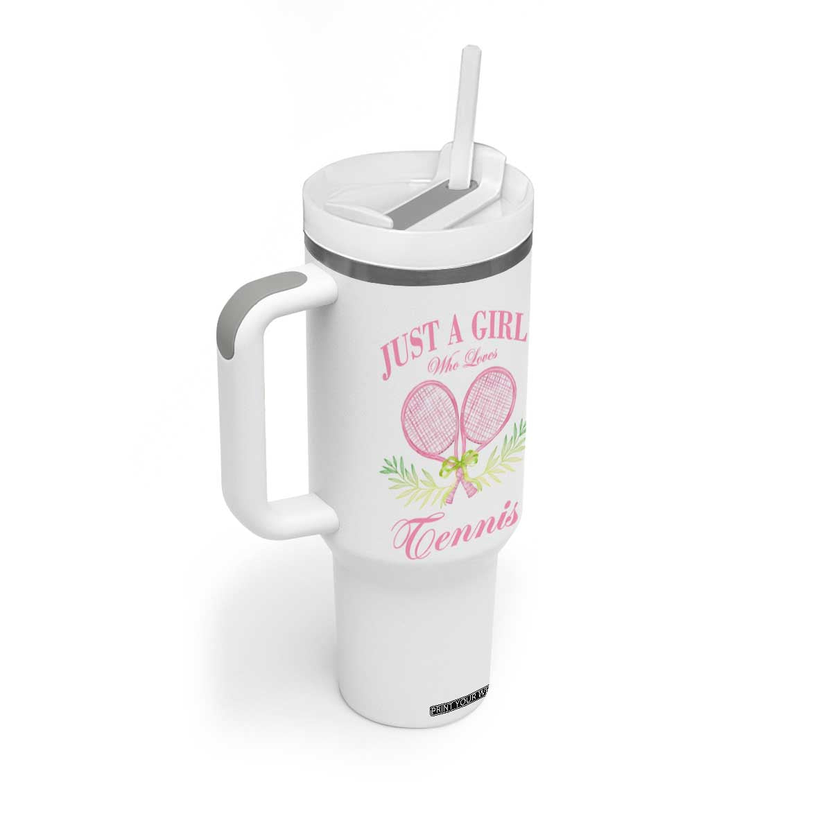 Personalized Tennis Player Tumbler With Handle Custom Name Just A Girl Who Loves Tennis TB09 Print Your Wear