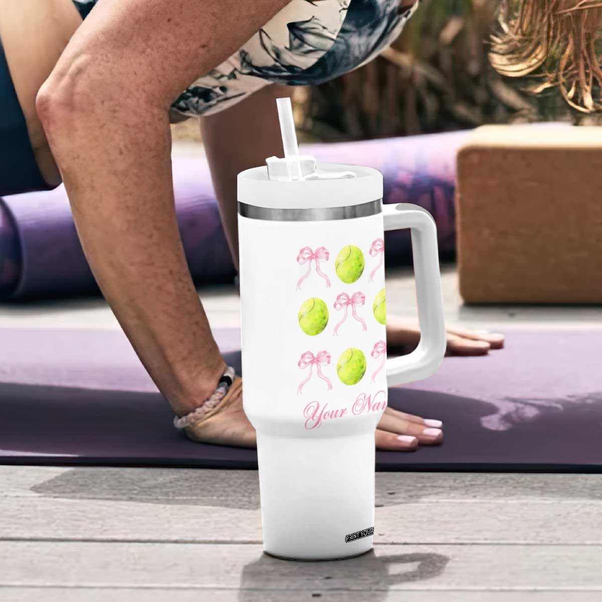 Personalized Tennis Player Tumbler With Handle Custom Name Just A Girl Who Loves Tennis TB09 Print Your Wear