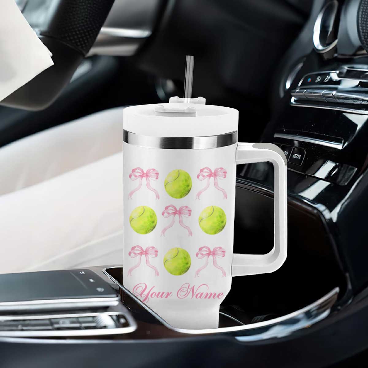 Personalized Tennis Player Tumbler With Handle Custom Name Just A Girl Who Loves Tennis TB09 Print Your Wear