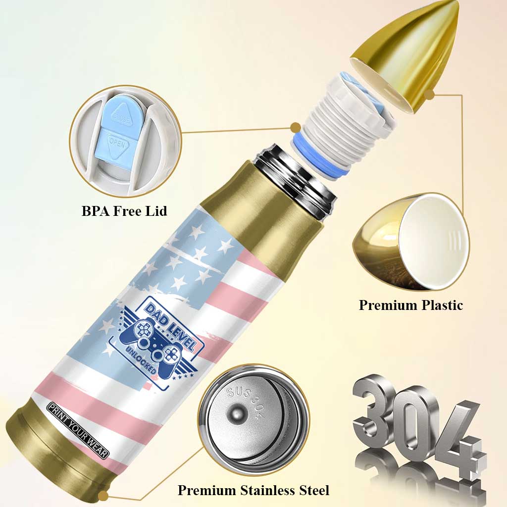 Gifts For New Dad Bullet Tumbler Promoted To Dad Est 2025 Dad Level Unlocked TB09 Print Your Wear