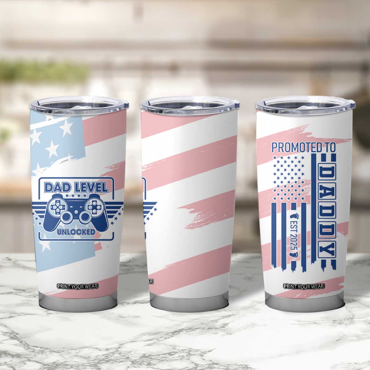 Gifts For New Dad Tumbler Cup Promoted To Dad Est 2025 Dad Level Unlocked TB09 Print Your Wear