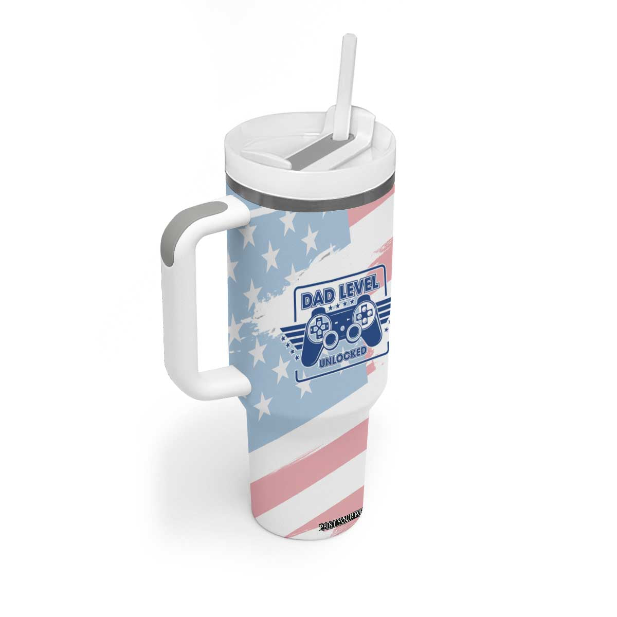 Gifts For New Dad Tumbler With Handle Promoted To Dad Est 2025 Dad Level Unlocked TB09 Print Your Wear
