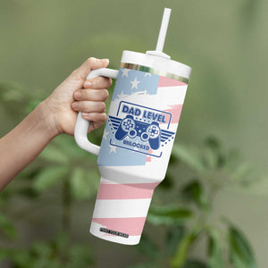 Gifts For New Dad Tumbler With Handle Promoted To Dad Est 2025 Dad Level Unlocked TB09 Print Your Wear