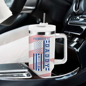 Gifts For New Dad Tumbler With Handle Promoted To Dad Est 2025 Dad Level Unlocked TB09 Print Your Wear