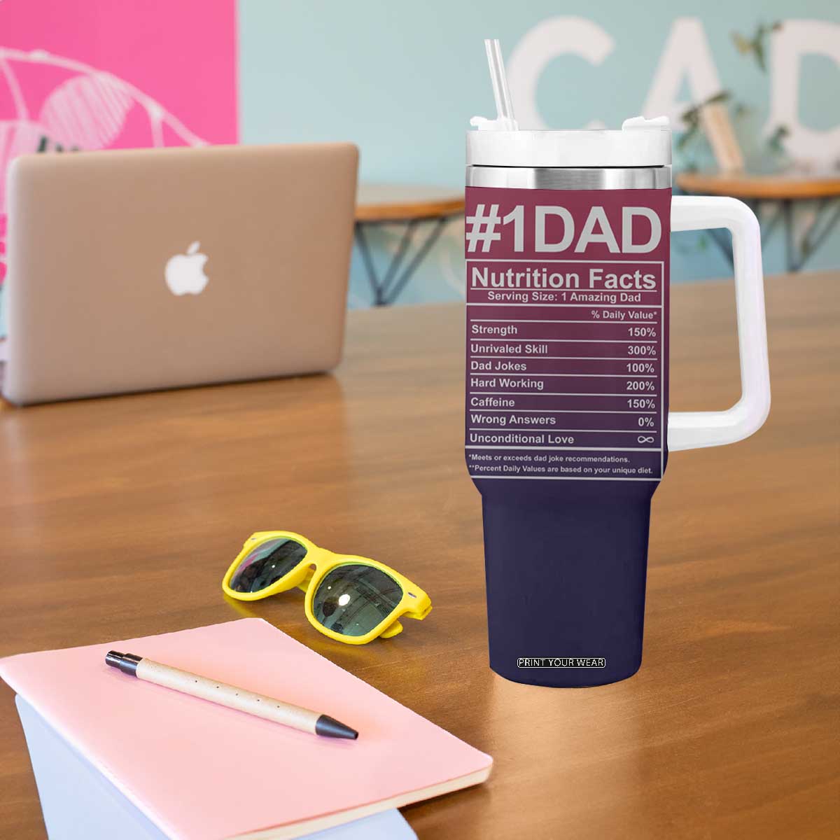 Gifts For Dad Tumbler With Handle No.1 Dad Being Your Favorite Child Seems Like Gift Enough TB09 Print Your Wear