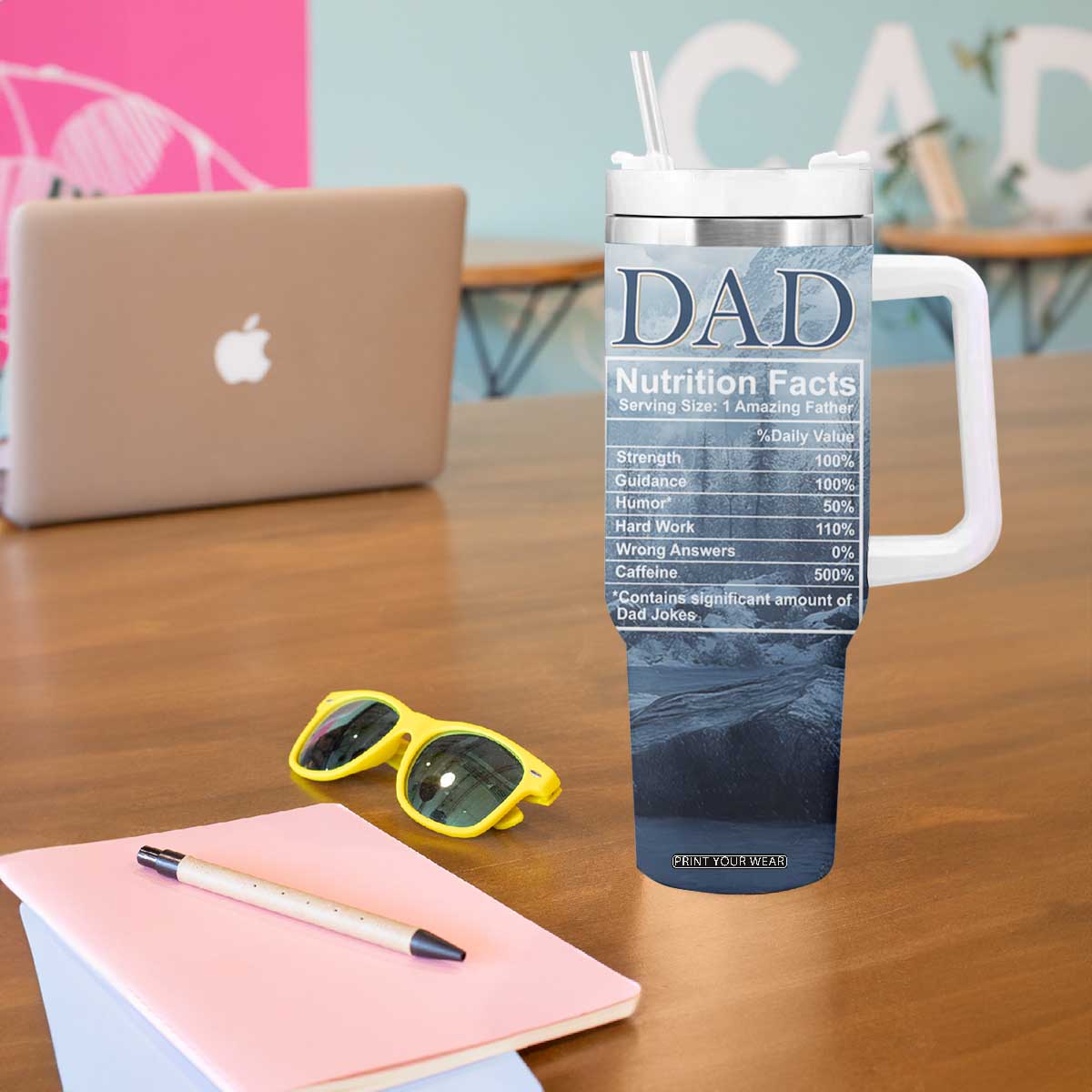Gifts For Dad Tumbler With Handle It's Not A Dad Bod It's A Father Figure TB09 Print Your Wear