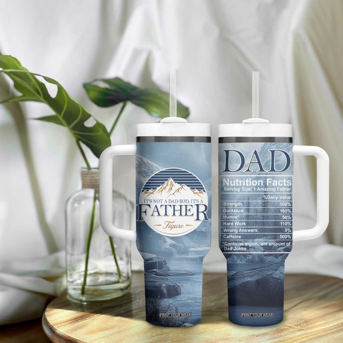 Gifts For Dad Tumbler With Handle It's Not A Dad Bod It's A Father Figure TB09 Print Your Wear
