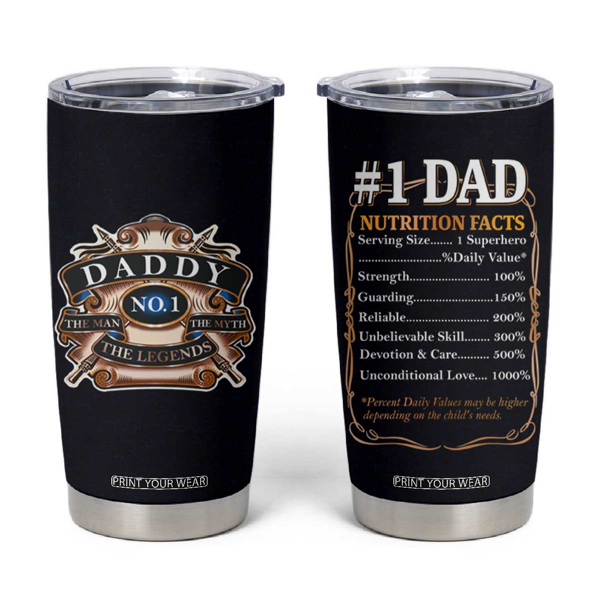 Best Dad Ever Tumbler Cup No.1 Dad The Man The Myth TB09 Black Print Your Wear