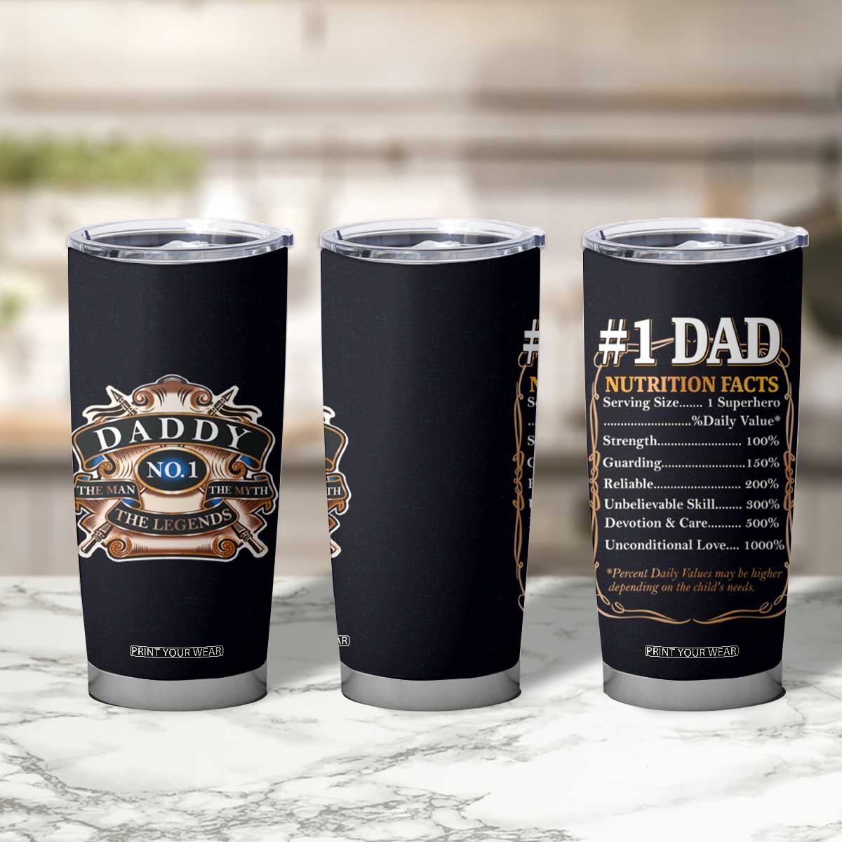 Best Dad Ever Tumbler Cup No.1 Dad The Man The Myth TB09 Print Your Wear
