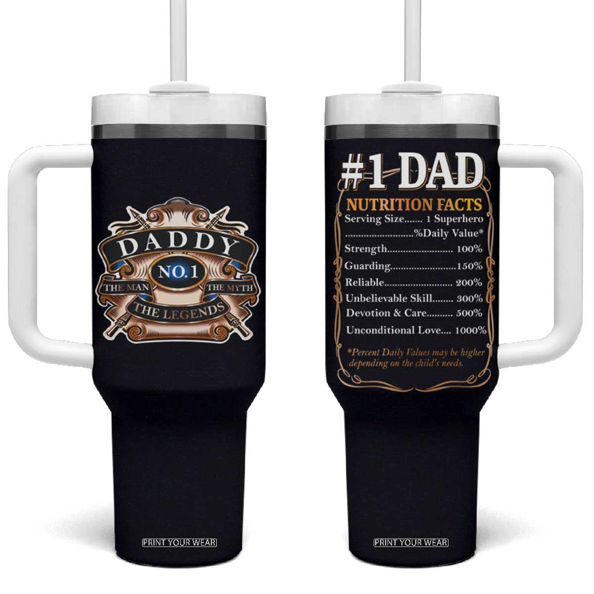 Best Dad Ever Tumbler With Handle No.1 Dad The Man The Myth TB09 One Size: 40 oz Black Print Your Wear