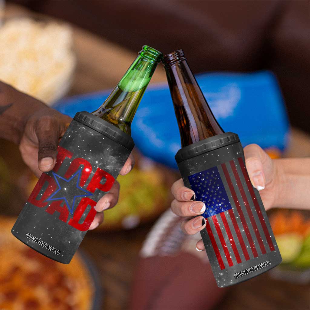 Top Dad 4 in 1 Can Cooler Tumbler American Patriotic Gifts For Dad TB09 Print Your Wear