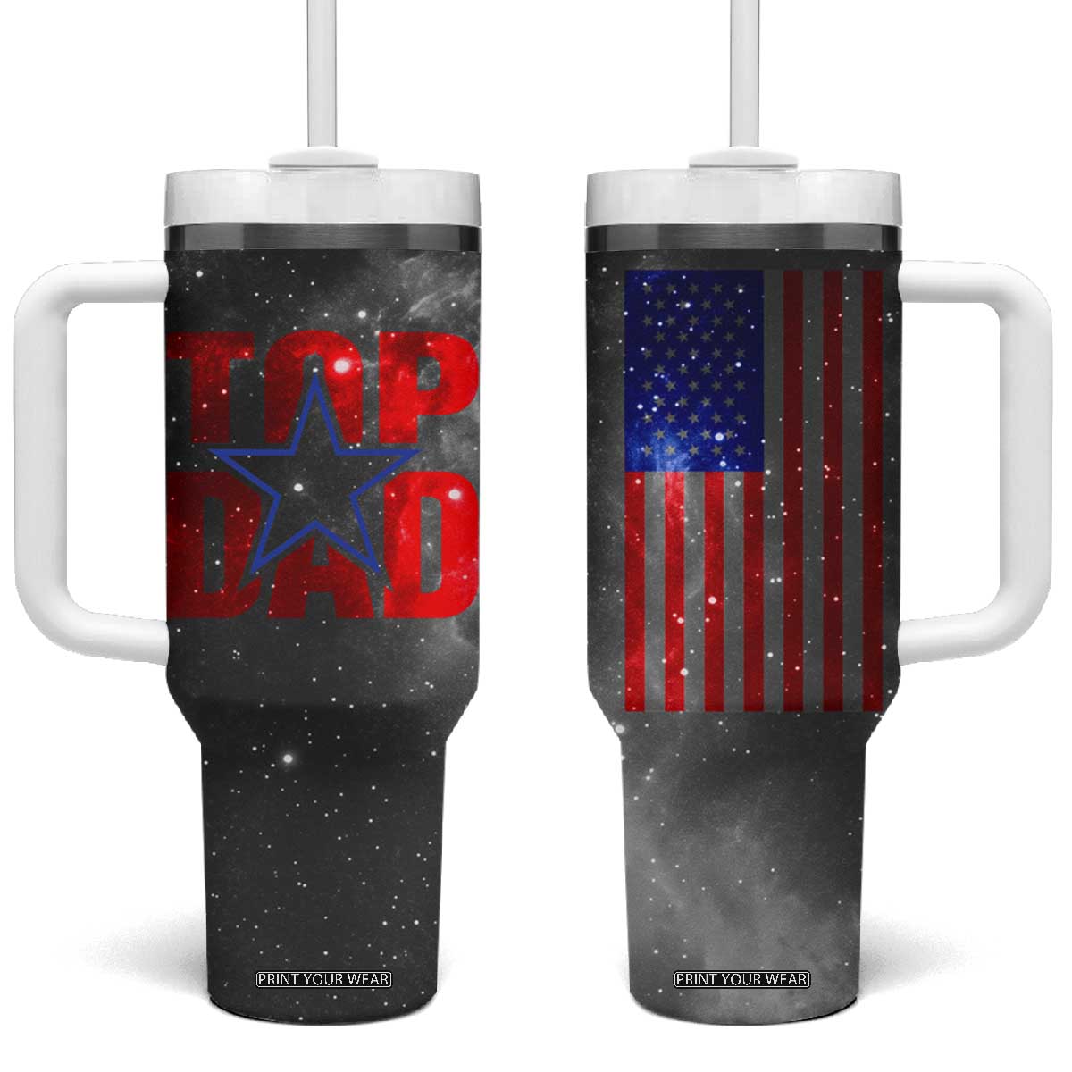 Top Dad Tumbler With Handle American Patriotic Gifts For Dad TB09 One Size: 40 oz Galaxy Print Your Wear