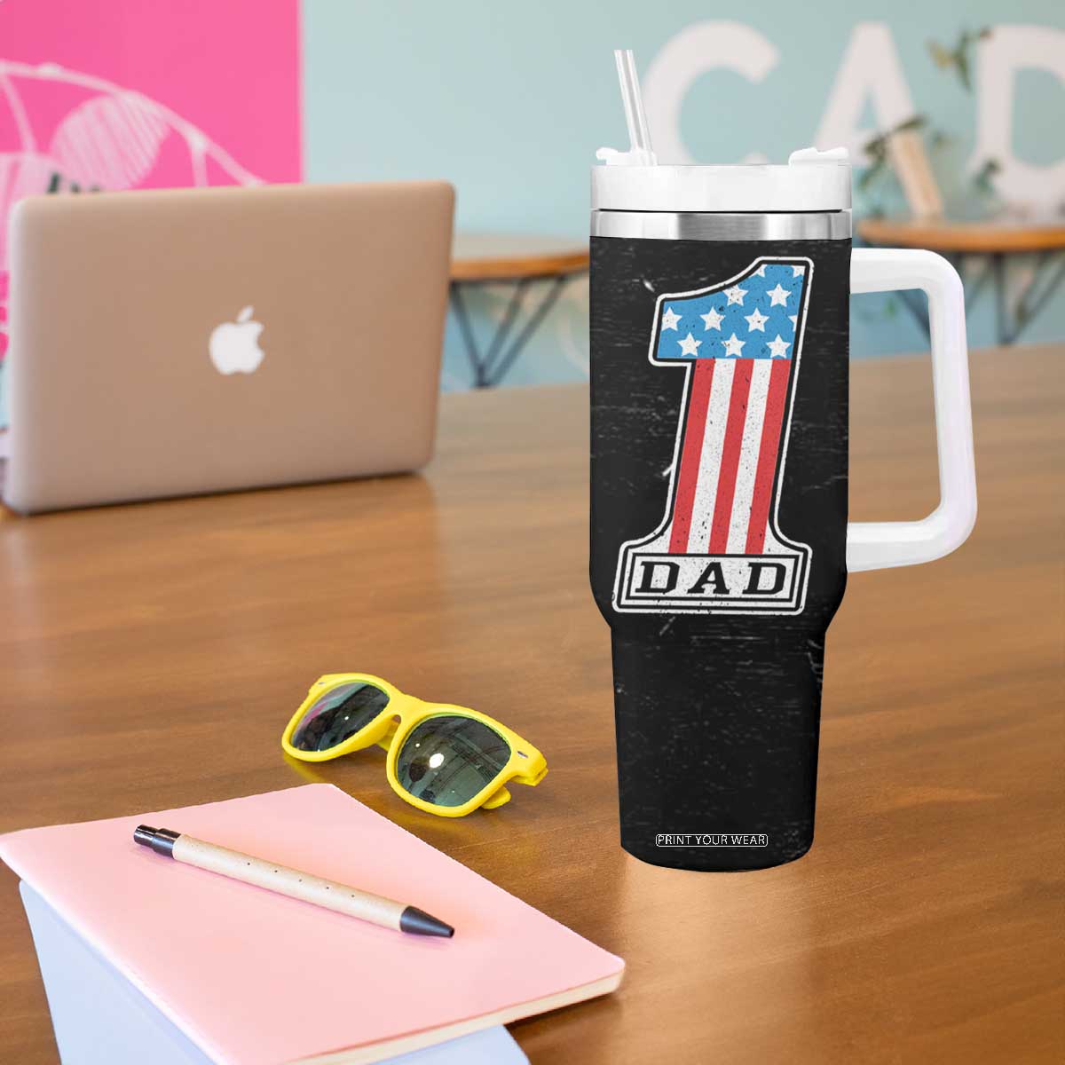 Gifts For Dad Tumbler With Handle Top Dad American Patriotic TB09 Print Your Wear