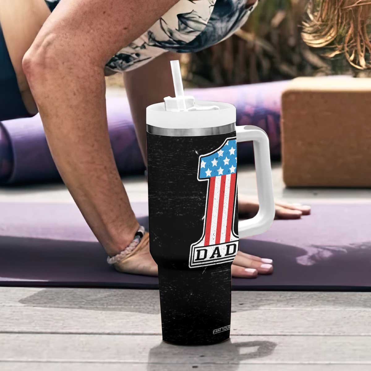 Gifts For Dad Tumbler With Handle Top Dad American Patriotic TB09 Print Your Wear
