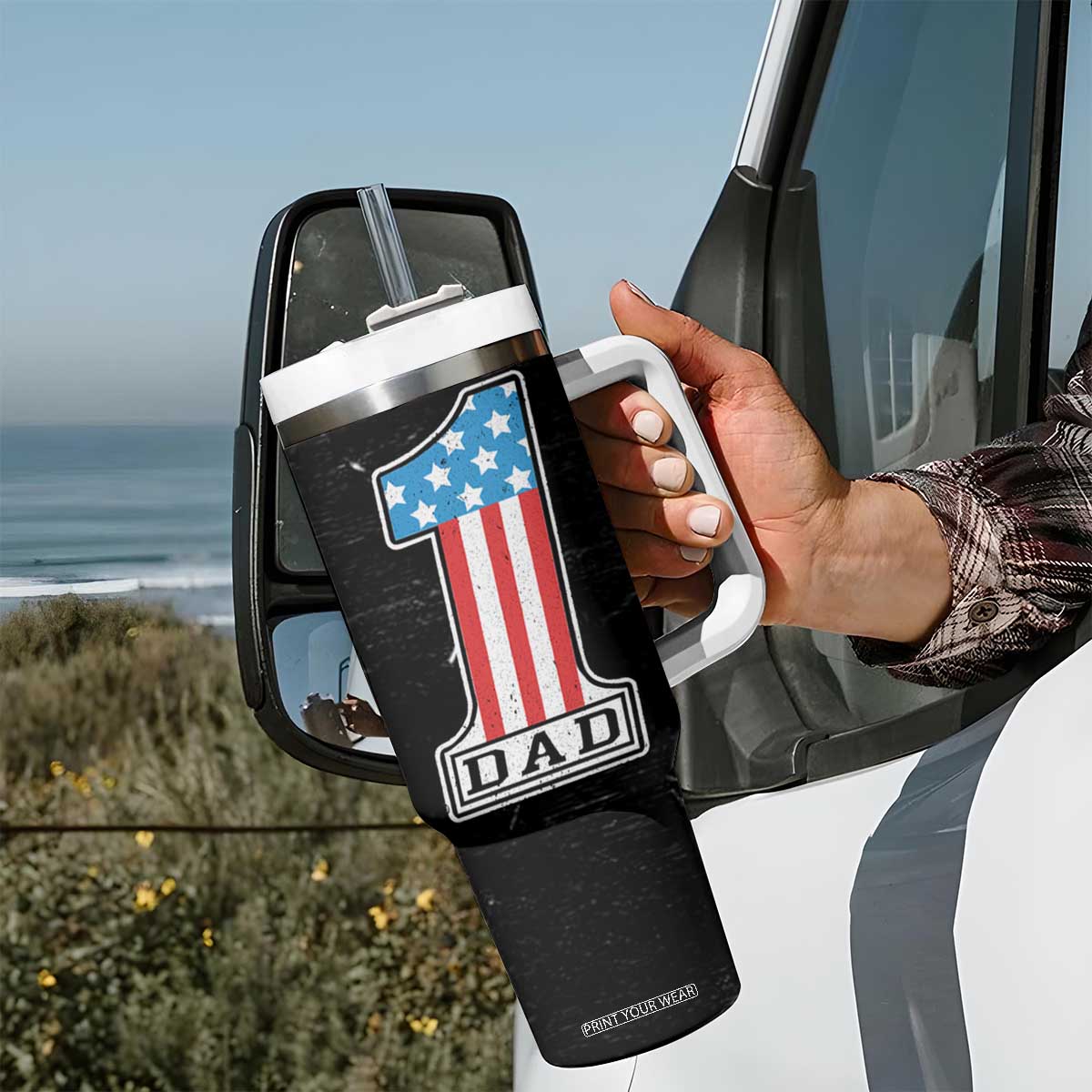 Gifts For Dad Tumbler With Handle Top Dad American Patriotic TB09 Print Your Wear